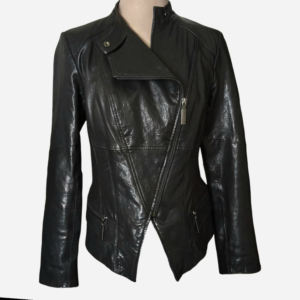 Peace Love World - Black Leather Moto Jacket Size 6